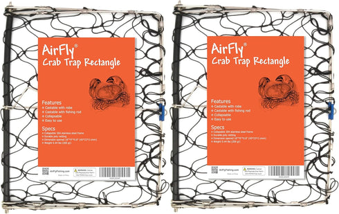 AirFly Foldable Crabjaw Trap with Bait Clip - Redesigned Rectangle Castable Crab