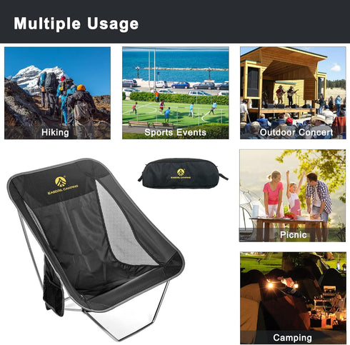 Backpacking, Ultralight Folding Camping Chair Low Lightweight Foldable Camp Chairs with Carry Bag for Hiking, Picnic