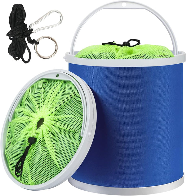 Homelove Collapsible Camping Fishing Bucket - 11L Durable Pop Up Water Bucket with Net and Rope for Outdoor Activities