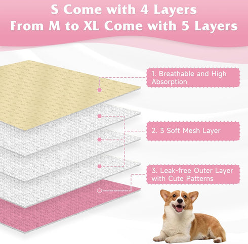 5pcs,Reusable Dog Diapers Female Dog Doggie Puppy Doggy Diapers Female, Period Panties in Heat, Owl, Small