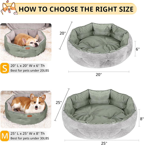 Dual-Sided Dog Beds for Medium & Small Dogs, Round Cat Beds for Indoor Cats, Washable Pet Bed with Slip-Resistant