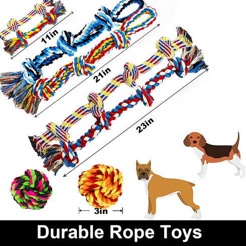 Large Dog Chew Toys for Aggressive Chewers - 12 Pack Indestructible Rope Toys for Large Breeds, Tug of War