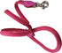 Dogs My Love Round Genuine Rolled Leather Dog Leash, 4ft Long, Pink (Large: 1/2" (12mm))