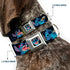 Buckle-Down Seatbelt Buckle Dog Collar, Stitch Snacking Poses, Black/Blue, 1" Wide, Fits 15-26" Neck