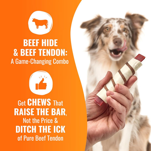 8 Count GOOD 'N' FUN Triple Flavor Wraps with Beef Tendon Chews, High-Protein Dog Treat for All Adult Dogs, Made