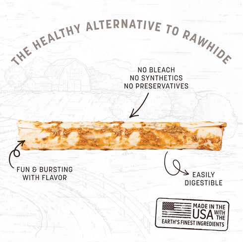 Earth Animal No Hide Large Beef Flavored Dog Chews, Long Lasting Chew Sticks for Large Dogs, Rawhide Free.