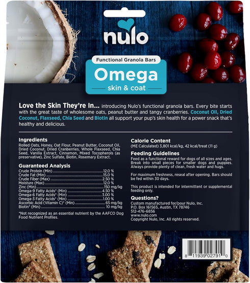 10 Nulo Functional Granola Bars, Healthy Dog Treats, Oven Baked, Made with Prebiotics and Probiotics, Contains No Added