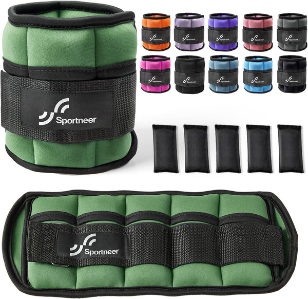 Sportneer Adjustable Ankle Weights 1 Pair, 2 4 6 8 10 Lbs Leg Weight Straps for Women Men, Weighted Ankle Weights Set