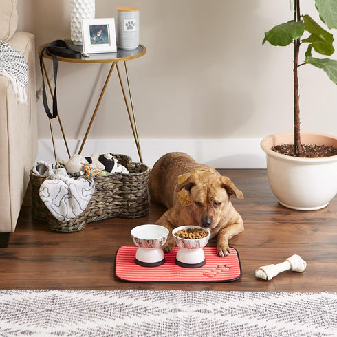 12x18", Bone Dry Machine Washable, Ultra Absorbent Pet Mat, Red Stripe