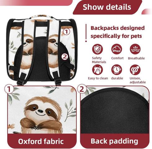 (1) Cute Baby Sloths Pet Carrier Soft Sided Carrier for Small Medium Cats Dogs