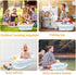 Collapsible Pet Bathtub with Water Drain Plug - Portable Bath Tub for Small Dogs Cats, Space Saving Design, Blue