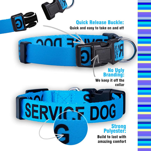 Native Pup Service Dog Collars, Medium Size in Blue
