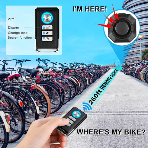 WSDCAM Rechargeable Electric Bike Horn Alarm, 110dB Loud Waterproof Bicycle Horn with Vibration Alarm