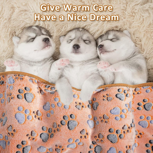 12 Pieces Pet Blanket, Soft Fleece Dog Fluffy Warm Felt Throw, Cute Paw Print Puppy Kitten Sleep Mat Covers (Dark Gray,