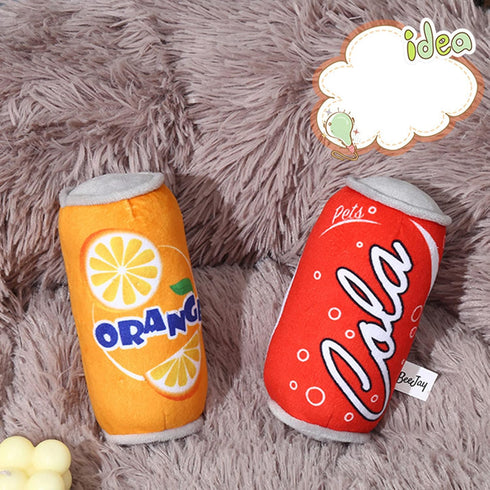 BEIDUOYANG Dog Squeaky Toys, Squeak Dog Toy Soft Plush, Chew Colorful Soda-Can Shape Squeeze with Squeaker for Medium