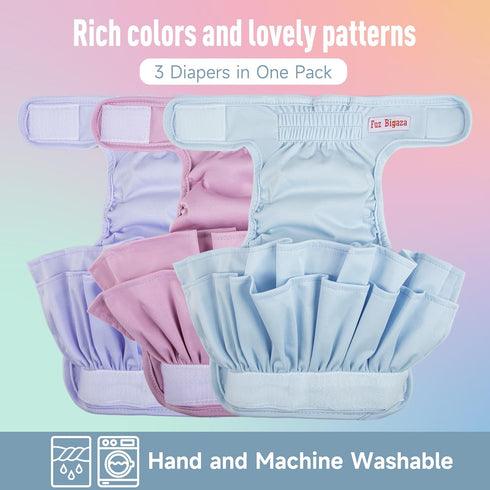 Female Dogs Diapers Belly Bands (3 Pack), Washable Reusable Skirt Doggy Wraps for Potty Training, XLarge