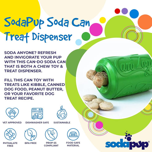 Durable Dog Treat Dispenser & Chew Toy by SodaPup, Made in USA, Non-Toxic Natural Rubber for Mental Stimulation
