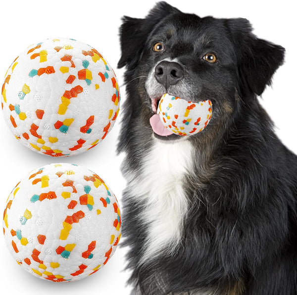 Indestructible Dog Balls, 2pcs Durable High Elasticity Interactive Toy for Training Catch and Fetch, 3in for All Dogs