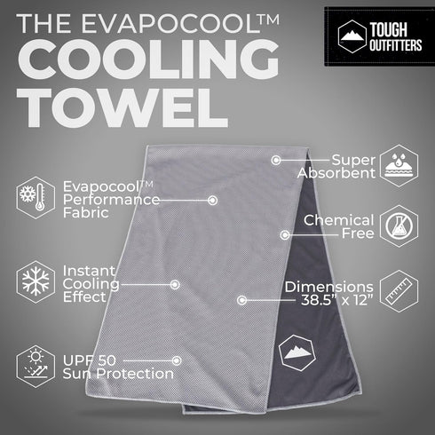Tough Outdoors Cooling Towel for Neck & Face, Ice Wrap & Sweat Rag for Camping, Gym, Yoga & Sports, Workout Towel for