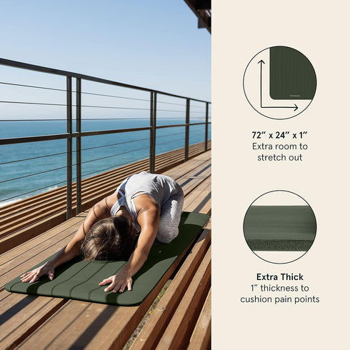 Retrospec Solana Yoga Mat, 1" Thick Non Slip Exercise Mat with Nylon Strap for Home Yoga, Pilates, Fitness