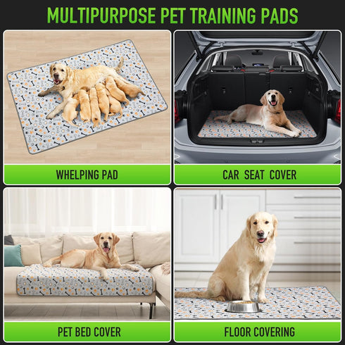 34"x21", 2-Pack Hompet Washable Pee Pads for Dogs, Thick Heavy Absorbency Reusable Pee Pads Prevent Leakage Non-Slip