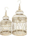 Deco 79 Metal Round Birdcage Set of 2, 22" & 18"H, with Latch Lock Closure and Hanging Hook, Cream