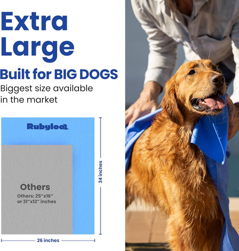 Large Shammy Dog Towels for Drying - 34" x 26" - Quick-Dry Technology, Ultra Absorbent, Easy to Wring Out - 1 Pack