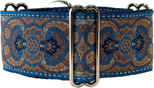 Martingale Dog Collar and Leash Set for Greyhound Saluki Whippet (L 14inch-18inch), Blue