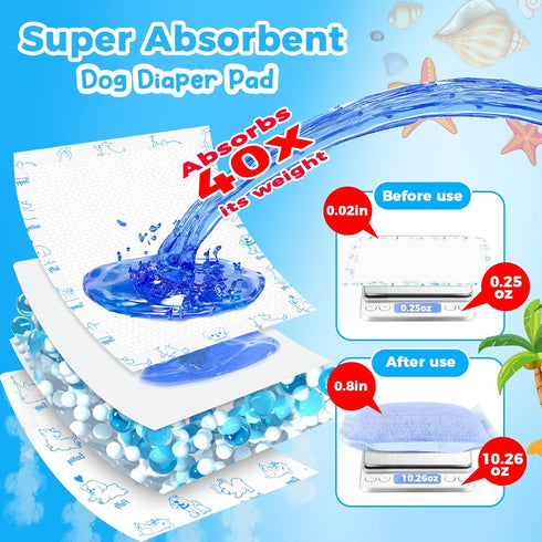 150ct, Dog Diaper Liners Upgraded Ultra-Thin & Super Absorbent Dog Diapers Booster Pads for Male and Female Dogs