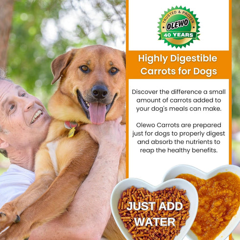 Olewo Original Carrots for Dogs - 1 lb Fiber Dog Food Topper for Digestive Health & Skin Support