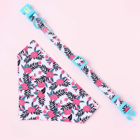 Mile High Life Cute Bandana Collar, Soft Poly Cotton Fabric for Small Dogs, Flower & Fruit Pattern (Peony, Bandana-S)