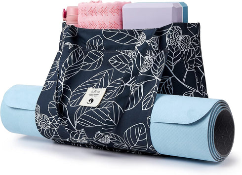 WLLWOO Yoga Bags for Women with Carrier, Canvas Tote for Pilates, Travel, Office, Beach Workout