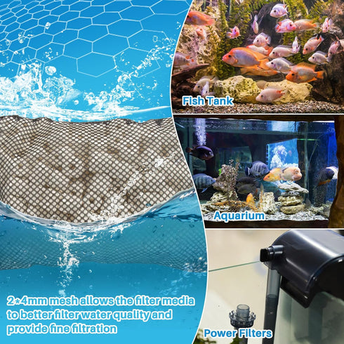 10pcs Aquarium Filter Media Bags - Reusable Mesh Filter Bags with Zipper for Activated Carbon & Ceramic Rings, 5.9 x