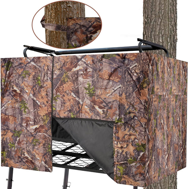 Hunting Tree Stand Blind Cover - 110'' X 40'' Camo Blind Cover for 2-3 Person Treestand, Outdoor Hunting Gear