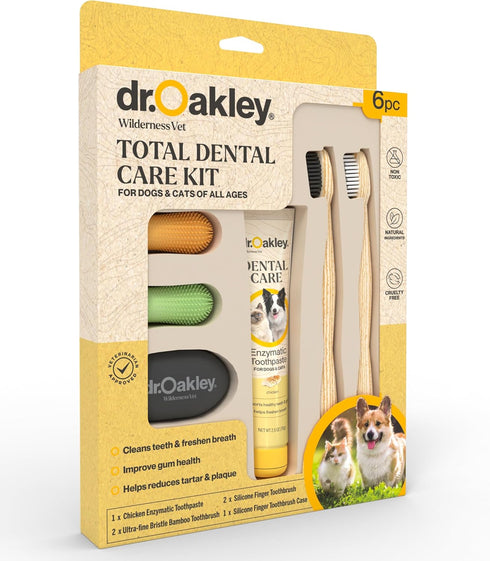 Dr. Oakley Dental Toothbrush Kit for Dogs & Cats -Finger Brush for Small Pets and Soft Brushes for Large or Older