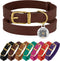 BRONZEDOG Leather Dog Collar - Durable Basic Pet Collar with Metal Buckle for Small Medium Large Dogs (13-16 Inch, Dark