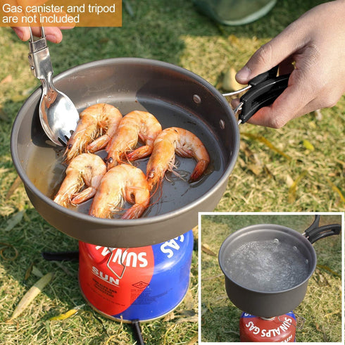 REDCAMP Camping Cookware Mess Kit, 11/12/17/22 PCS, 800ml Backpacking Pot and Pan Set