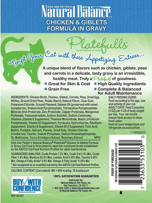 Natural Balance Grain-Free Platefulls Variety Pack, 12 Pouches (6 Flavors), 3 Ounces Each, Includes Notepad