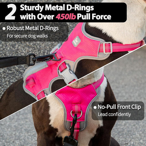 Escape Proof Dog Harness, Reflective with Handle, Breathable Adjustable Vest for Large Dogs Walking and Training