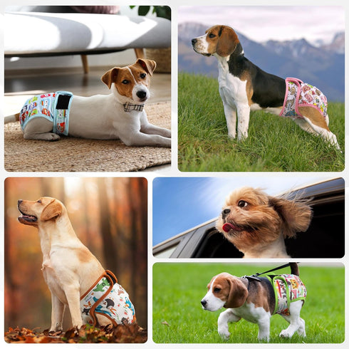 5pcs,Reusable Dog Diapers Female Dog Doggie Puppy Doggy Diapers Female, Period Panties in Heat, Owl, Small