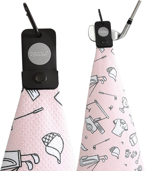 Magnetic Golf Towel with Clip for Men & Women - Fun Doodle Sketch Pattern Waffle Weave Microfiber Golf Towel
