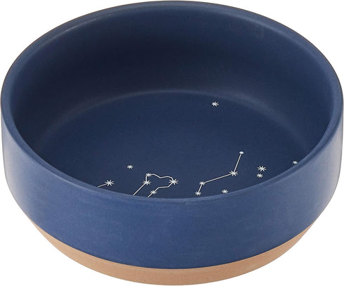Fringe Studio Stoneware Pet Bowl, Medium, Celestial Dark Blue