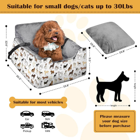 DDPODNQAK 27 Lbs Dog Car Seats for Small Medium Sized Dogs Carseat for Car Funny Fuzzy Pet Dog Booster Car Seat Puppy