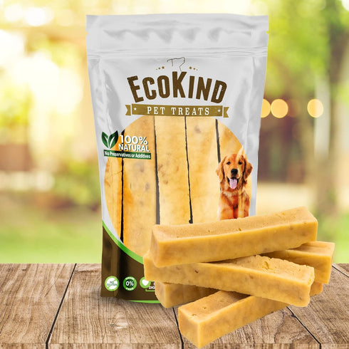 EcoKind Pet Treats Premium Gold Peanut Butter Flavored Yak Chews - All Natural Himalayan Dog Chew for Small to Large