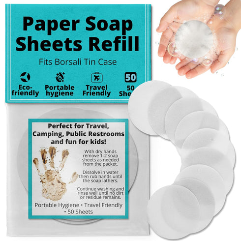 BORSALI Paper Soap Sheets for Traveling - Portable Paper Hand Soap for