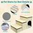 Fhiny 3-Steps Foldable Dog Stairs with Storage, Non-Slip Puppy Steps for High Bed & Couch, Khaki, Holds 160 lbs