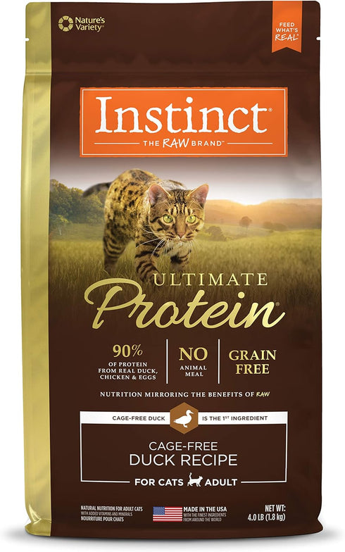Instinct Ultimate Protein Grain Free Dry Cat Food, Cage Free Duck Recipe, 4 lb. Bag