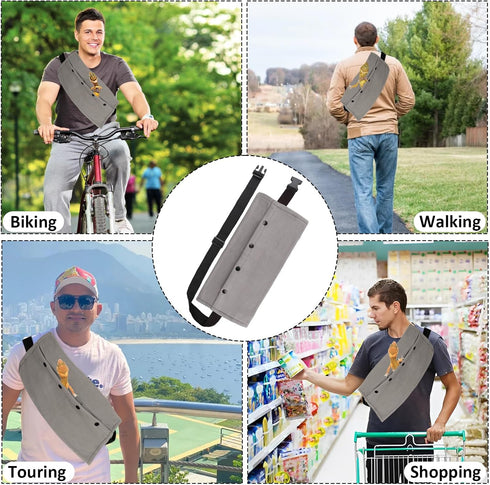 Bearded Dragon Sling Carriers with Leash Harness, Adjustable Harness with Leather Wings and Sling Bag for Outdoor Use