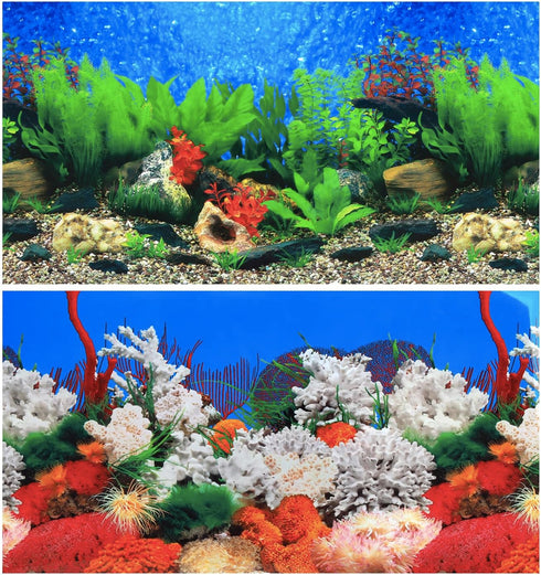 Lainrrew Aquarium Background Poster HD, Dual-Sided Water Plants & Fish Tank Landscape, 19.7"x11.8"