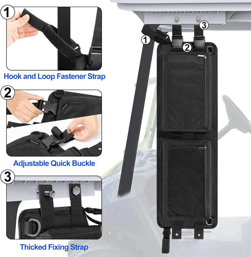 Golf Cart Ceiling Storage Bag, Overhead Organizer Bag for Club Car Precedent, Tempo, Onward, Black